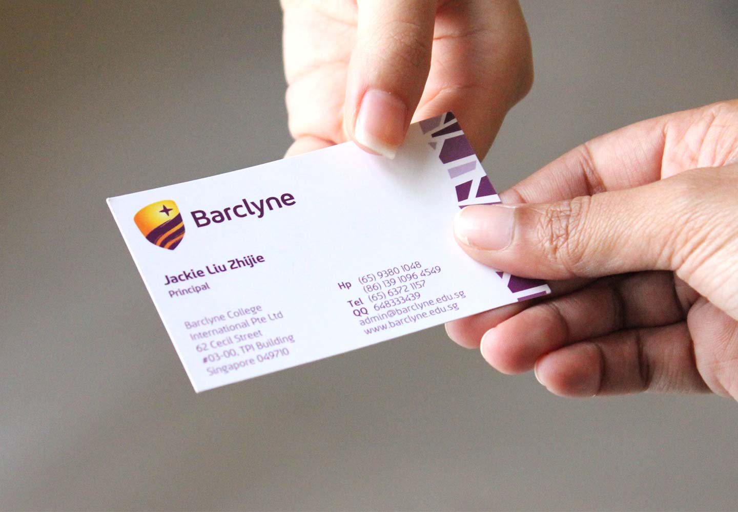 Brand Consultancy in Education Industry. Business Card for Barclyne.