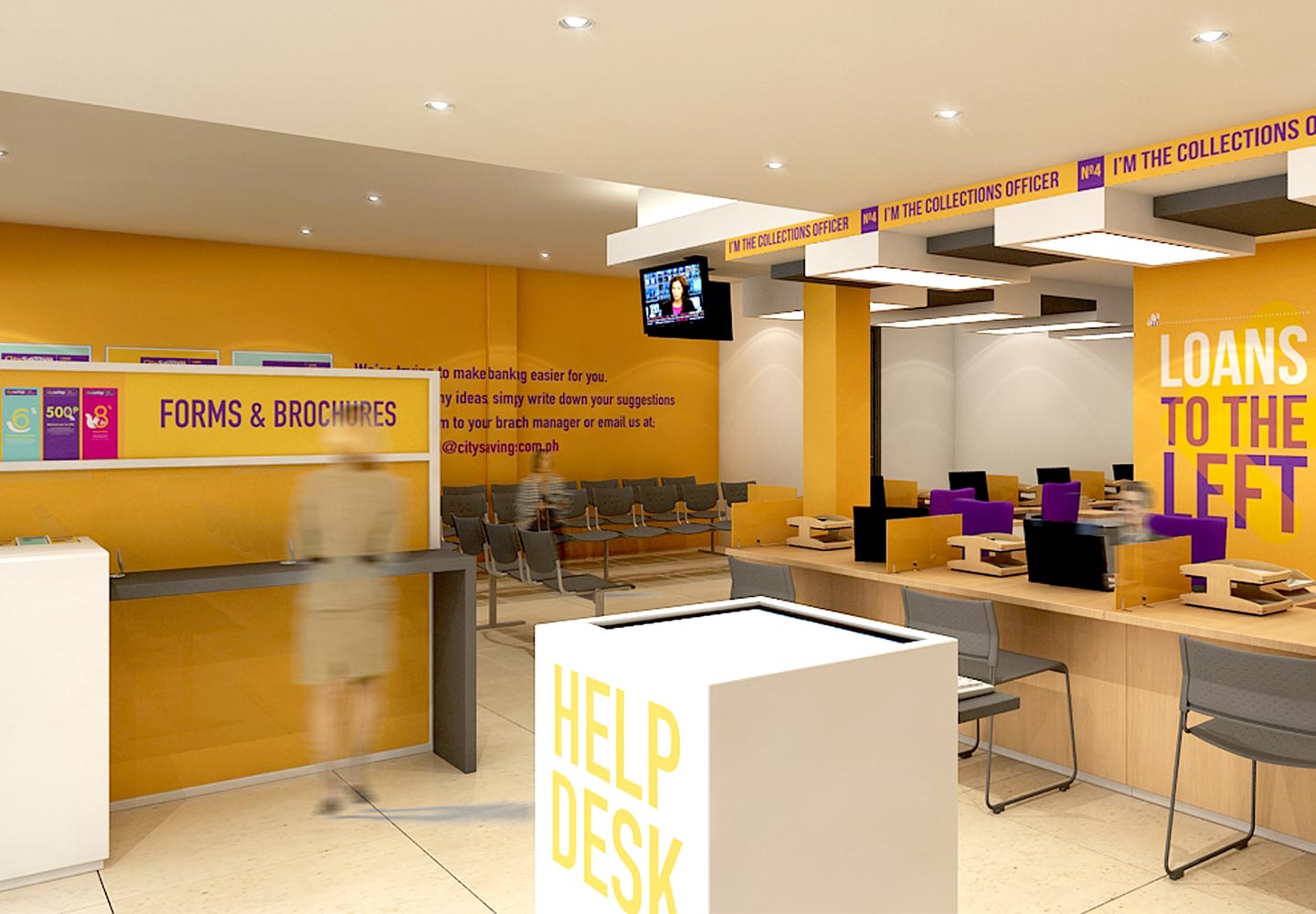 Brand Consultancy in Financial Services Industry. Office design for City Savings Bank.