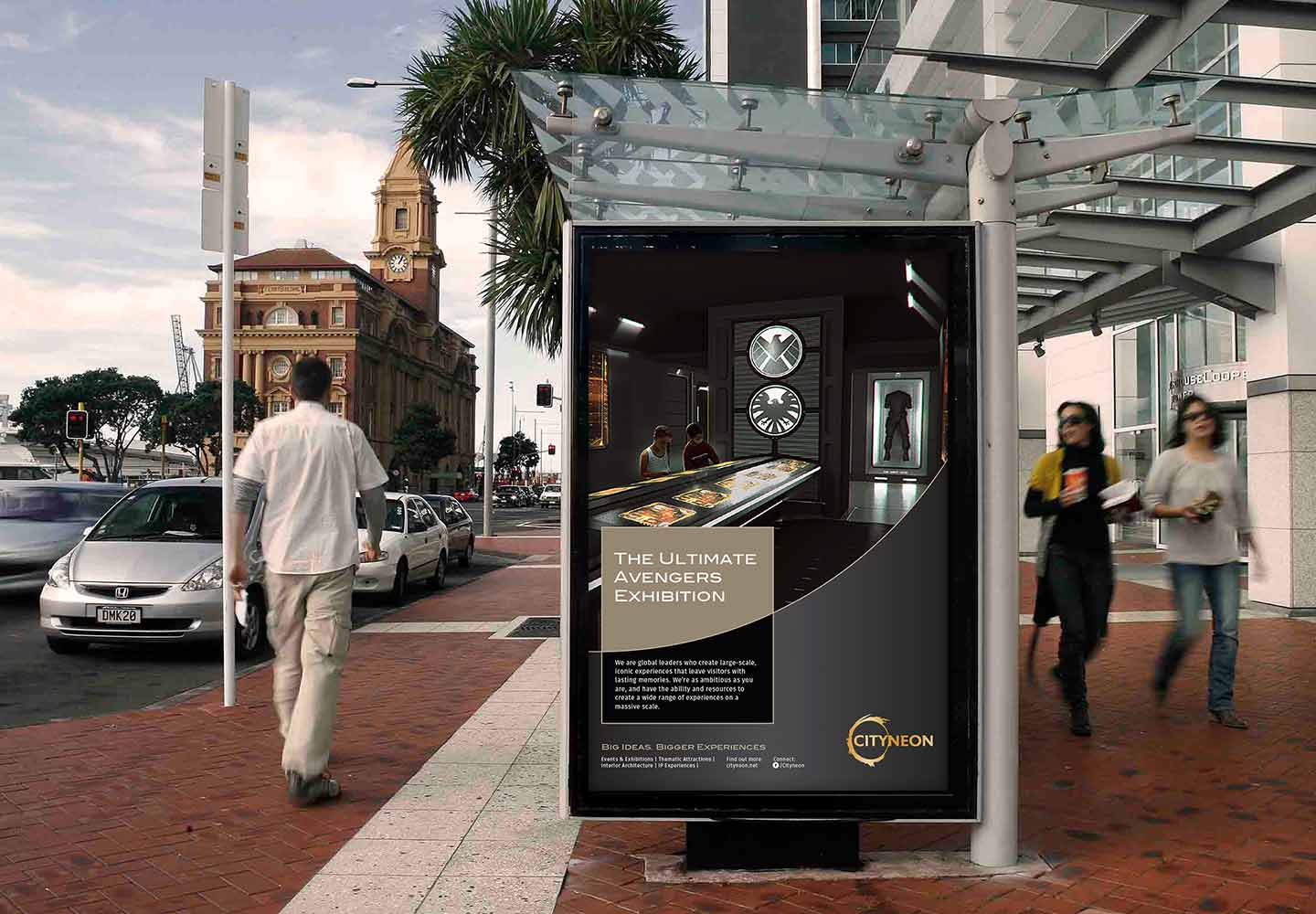 Brand Consultancy in Arts and Entertainment Industry. Bus Stop Ad Design for Cityneon