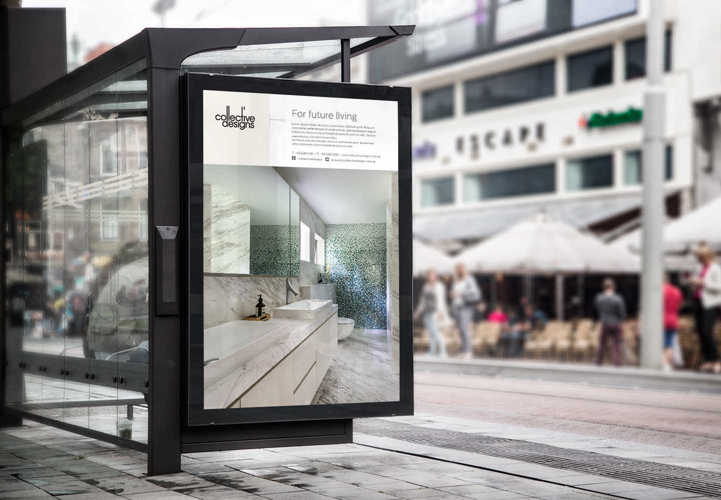 Brand Consultancy in Design Industry. Bus Stop Ad Design for Collective Designs