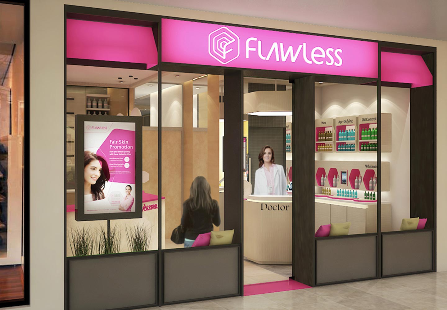 Brand Consultancy in Lifestyle Industry. Signage for Flawless.