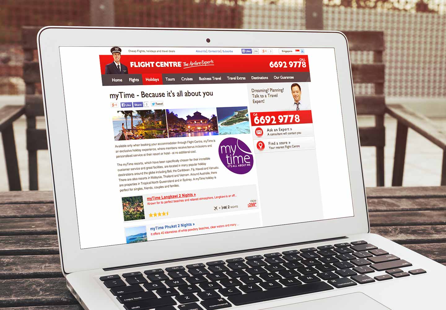 Brand Consultancy in Hospitality Industry. Website design for Flight Centre.