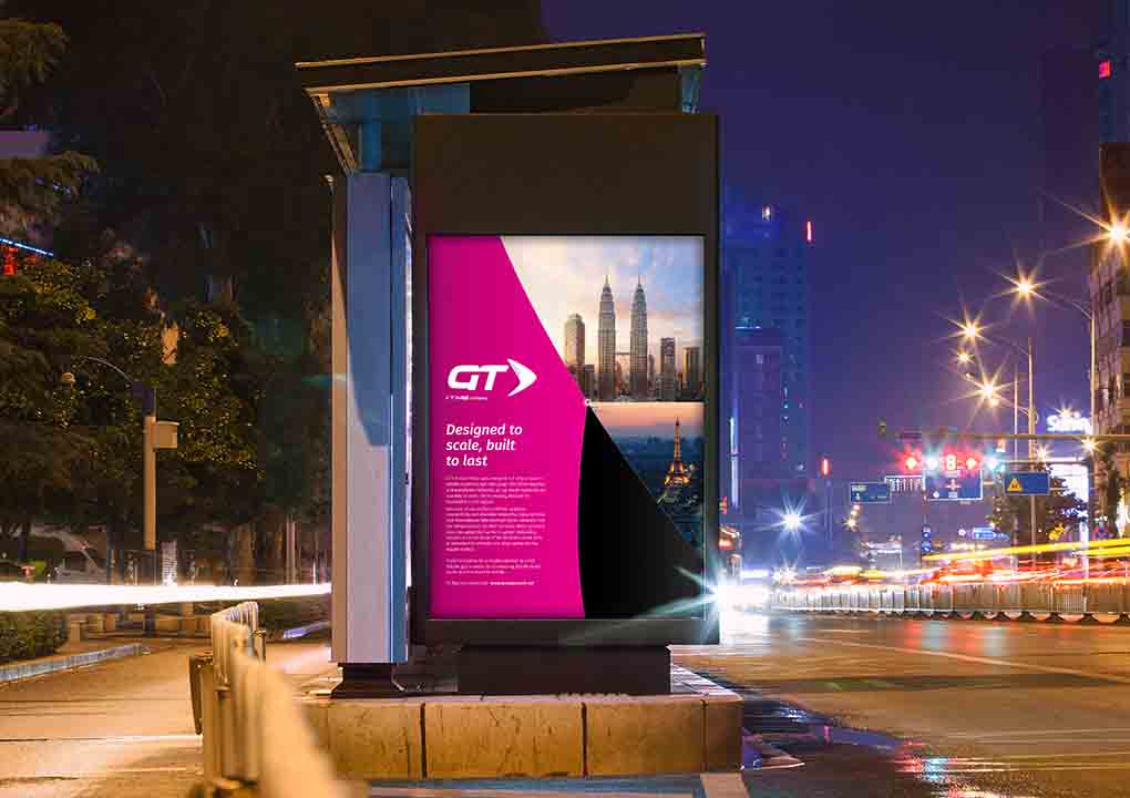 Brand Consultancy in Technology Industry. Bus Stop Ad for Global Transit.